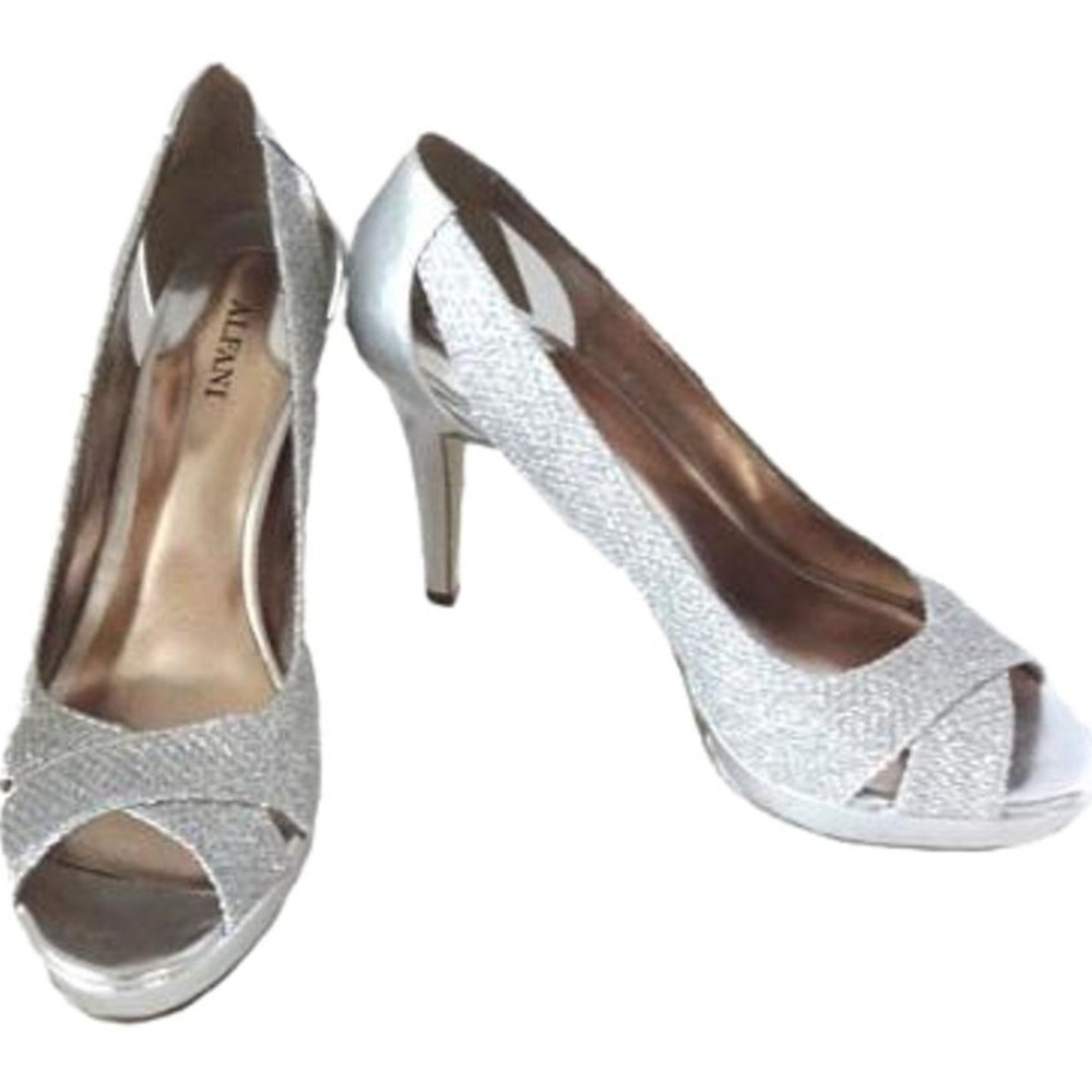 Alfani Silver Glitter Peep-Toe Heel